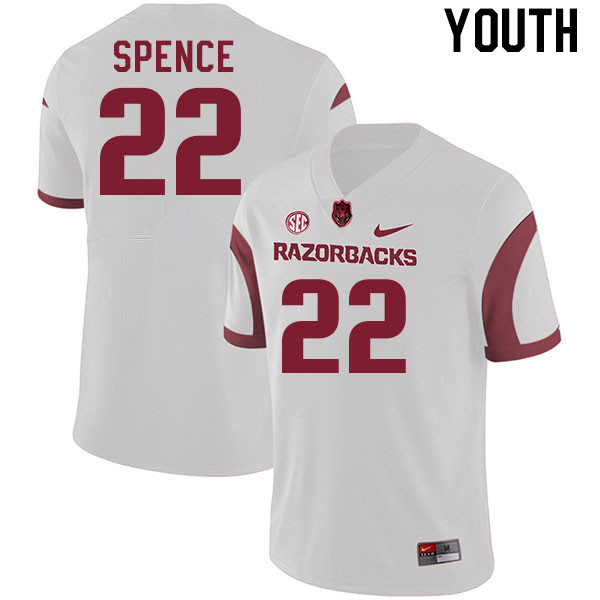 Youth #22 Brad Spence Arkansas Razorback College Football Jerseys Stitched Sale-White - Click Image to Close